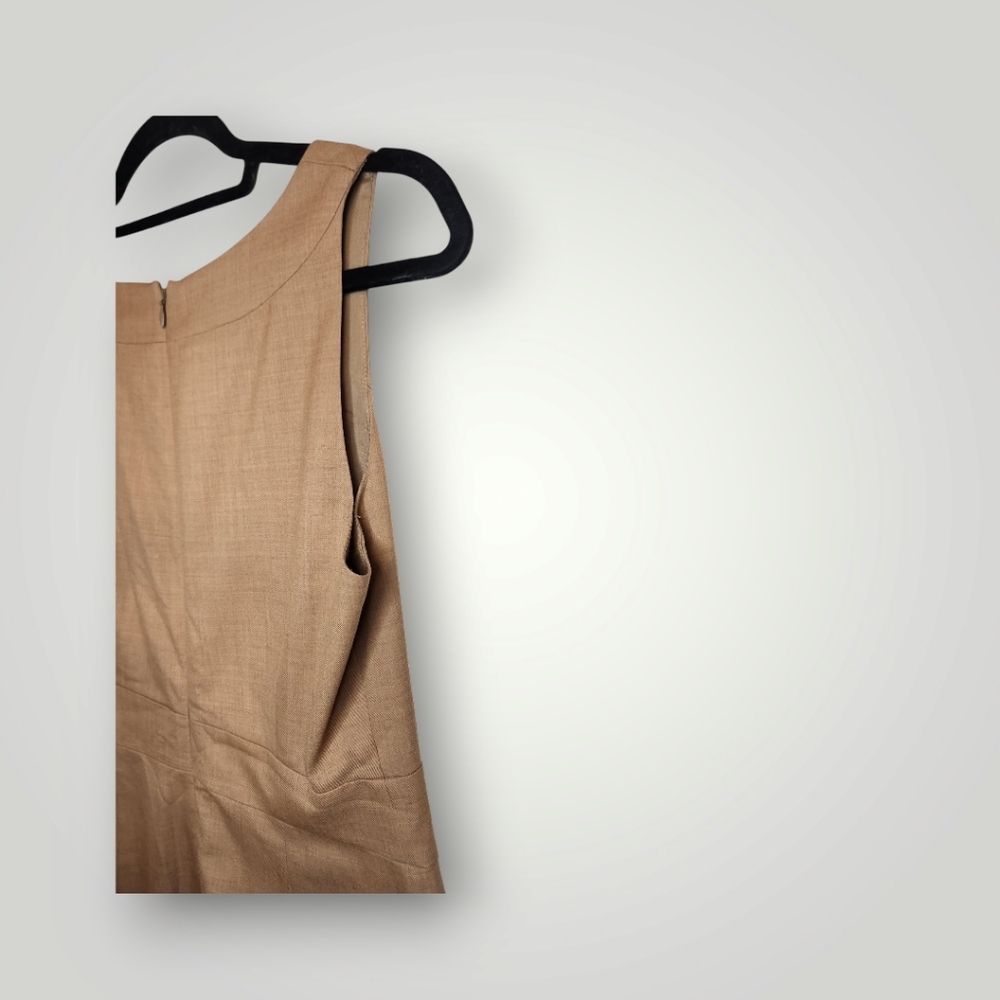 J.Crew wool Dress Emmaleigh Wool Sheath beige sleeveless Pockets Size 8 - Picture 3 of 16